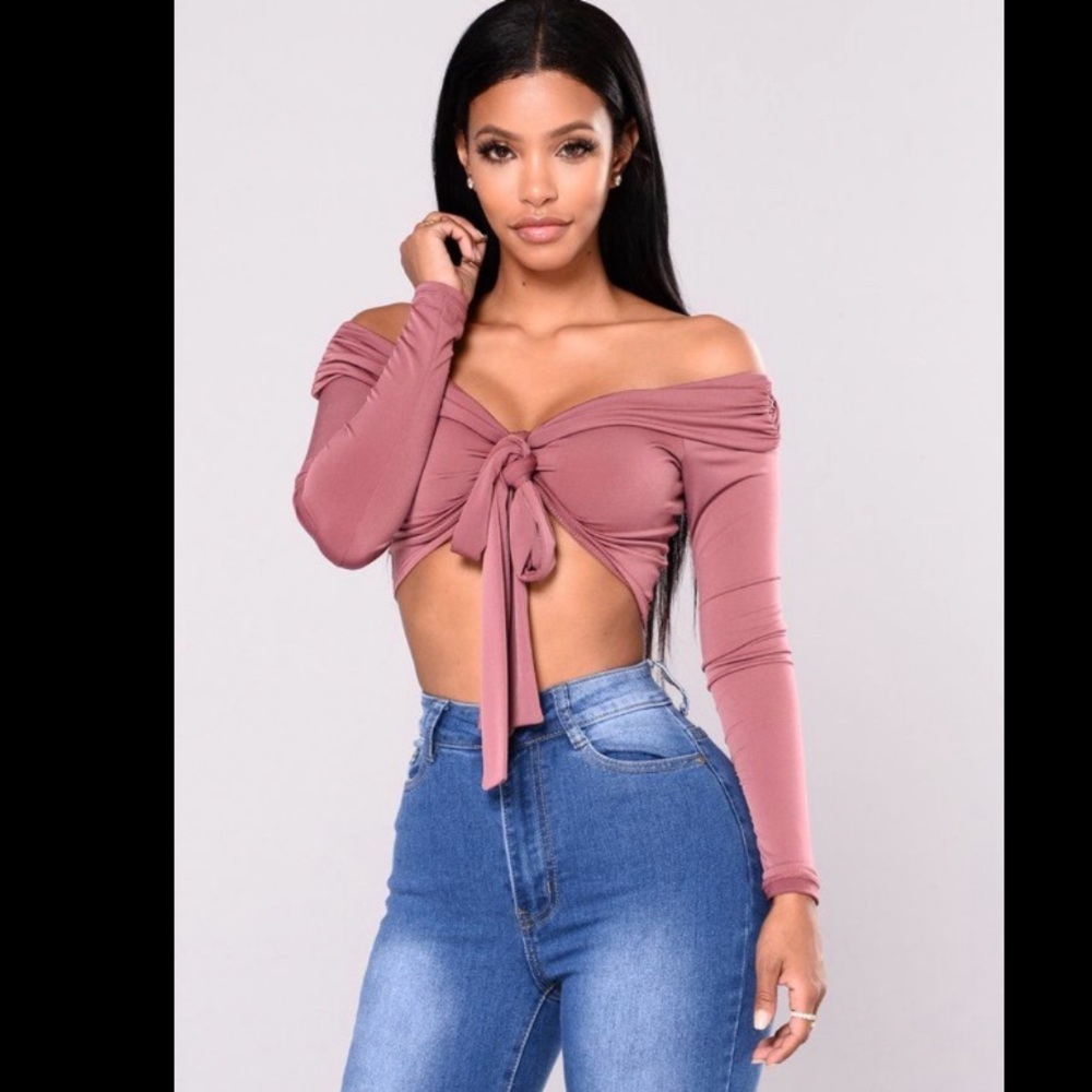 FASHION NOVA MAUVE CROP TOP OFF THE SHOULDER